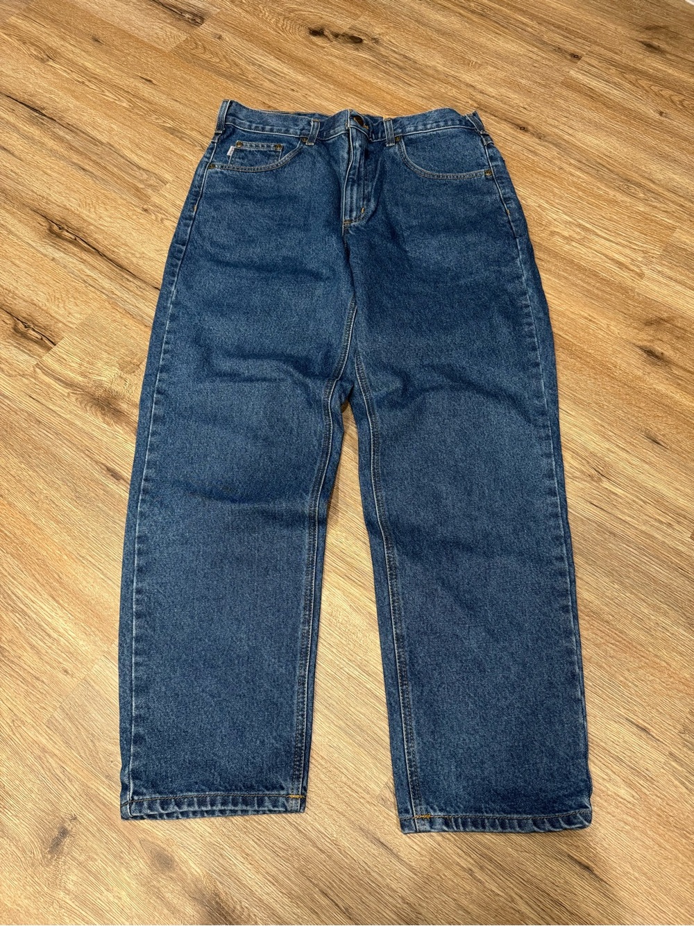 Carhartt Men's Dark Blue Relaxed Fit Denim Jeans